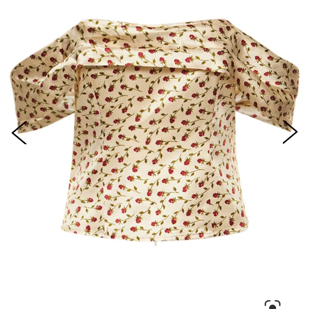 Reformation Lux printed satin silk top rose